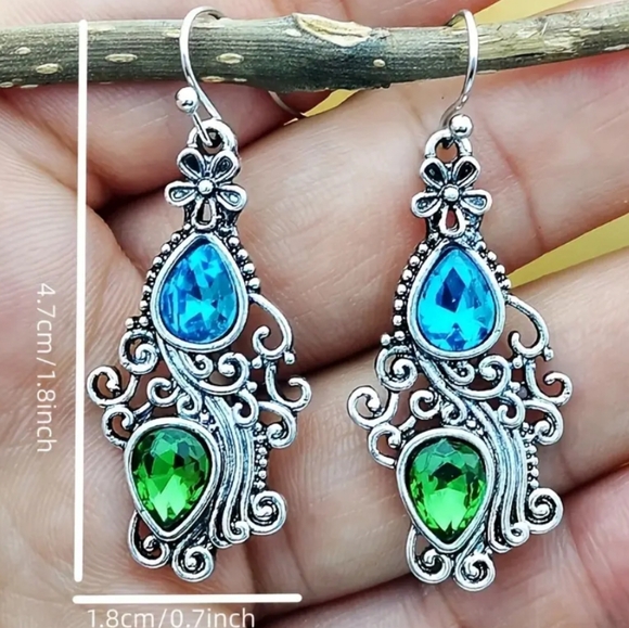 Gemstone Dangle Earrings - Picture 4 of 5